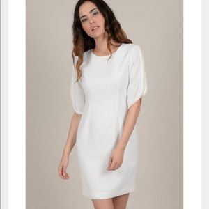 White sheath dress with pearl sleeves NWT